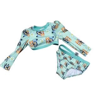 Bluey Girls Green 2 Piece Long Sleeve Bikini Size 2T NWOT